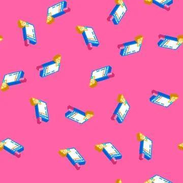 Frozen fruit smoothie drink isometric icon seamless pattern Stock Illustration