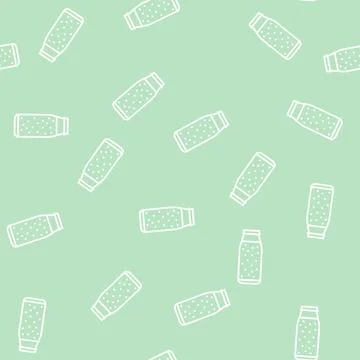 Frozen fruit smoothie fruit juice food line seamless pattern Stock Illustration