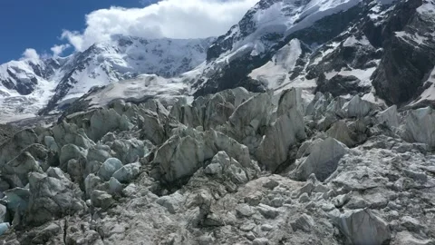 A frozen glacier surface. A torn ice texture of the icefall relief Stock Footage 169745832