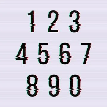 Frozen glitch screen distortion vector numbers Stock Illustration