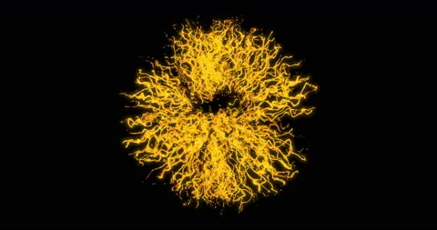 Frozen glowing yellow particle explosion, 3D looping animation Stock Footage 148513844