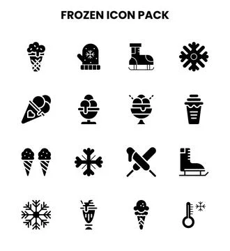 Frozen Glyph Bundle Icons Pack Stock Illustration