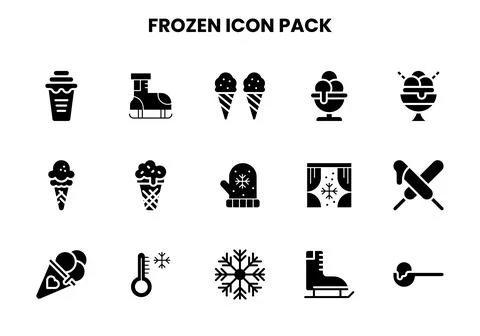 Frozen Glyph Scalable Icons Pack Stock Illustration