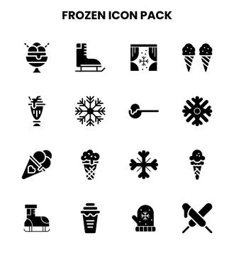 Frozen Glyph UI Icons Pack Stock Illustration