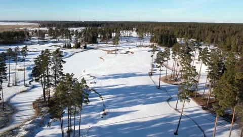 Frozen Golf Course Par 5 Stock Footage 184107568