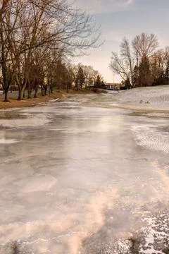 Frozen Golf Field Stock Photos