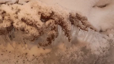 Frozen Grass Under Snow at -50°C, Extreme Winter in Erzurum Turkey Stockbeeldmateriaal 329469080