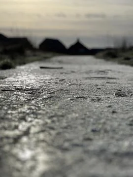 Frozen ground close up in Winter 库存照片