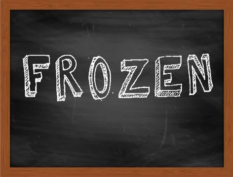FROZEN  hand writing text on black chalkboard Illustrazione stock