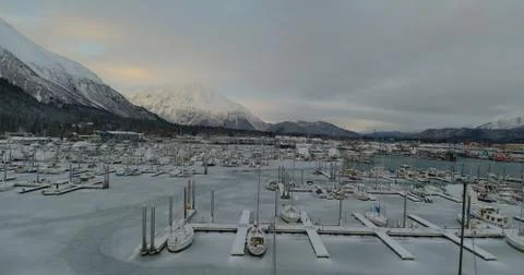Frozen harbor in Alaska Stock Photos