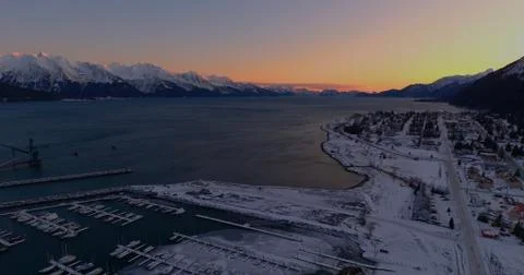 Frozen harbor in Alaska Foto stock