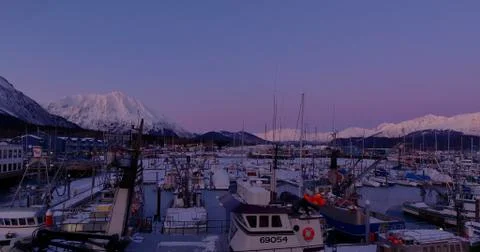Frozen harbor in Alaska Foto stock