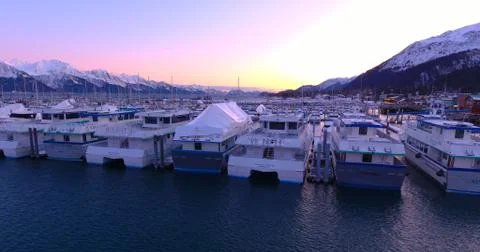 Frozen harbor in Alaska Stock Photos