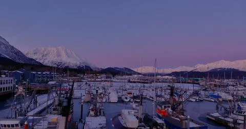 Frozen harbor in Alaska Stock Photos