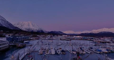 Frozen harbor in Alaska Stock Photos
