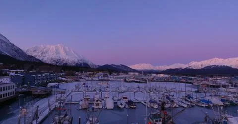 Frozen harbor in Alaska Stock Photos