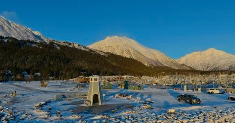 Frozen harbor in Alaska Stock Photos