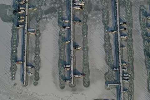 Frozen harbour Stock Photos
