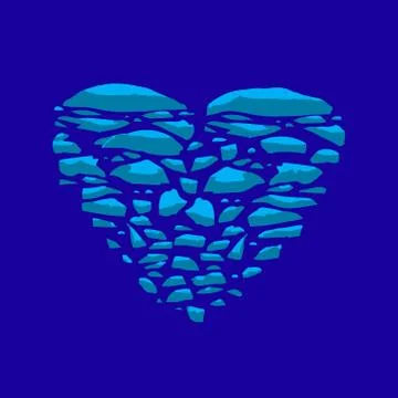 Frozen heart. Vector heart made of ice. Illustrazione stock