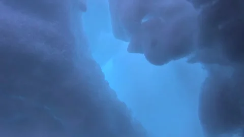 Frozen ice crack and crevice inside light blue - Translucent Glacial Formations Stock Footage 339342127