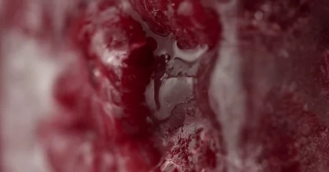 Frozen ice cream with berries. Juicy ice cream handmade Stock Footage