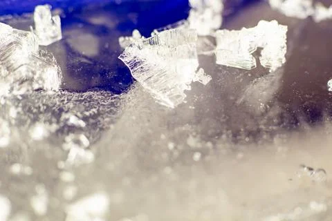 Frozen ice cubes texture with blue background a refreshing cool concept 스톡 사진