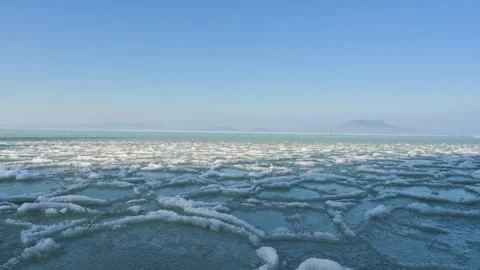 Frozen ice on the lake of Balaton Video stock 326321608