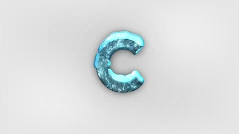 Frozen Ice Letter C. Cold Frosty Letter. Ice Frozen Alphabet with Alpha Channel. Stock Footage 285839712