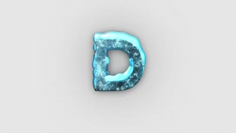 Frozen Ice Letter D. Cold Frosty Letter. Ice Frozen Alphabet with Alpha Channel. Stock Footage 285840876