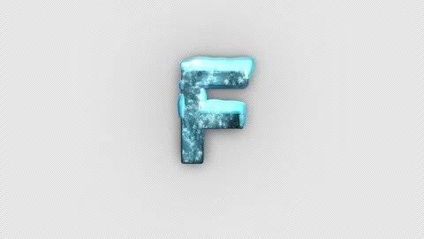 Frozen Ice Letter F. Cold Frosty Letter. Ice Frozen Alphabet with Alpha Channel. Video stock 285842453