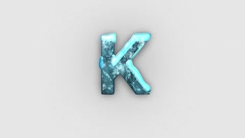 Frozen Ice Letter K. Cold Frosty Letter. Ice Frozen Alphabet with Alpha Channel. Stock Footage 285880347