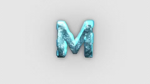 Frozen Ice Letter M. Cold Frosty Letter. Ice Frozen Alphabet with Alpha Channel. Stock Footage 285881636
