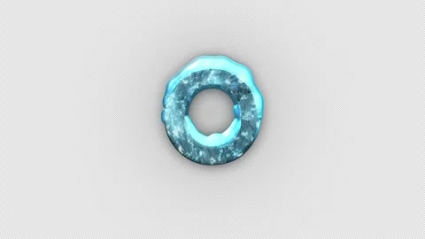 Frozen Ice Letter O. Cold Frosty Letter. Ice Frozen Alphabet with Alpha Channel. Stock Footage 285883085