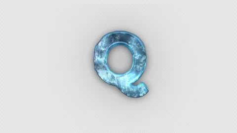 Frozen Ice Letter Q. Cold Frosty Letter. Ice Frozen Alphabet with Alpha Channel. Stock Footage 285915893