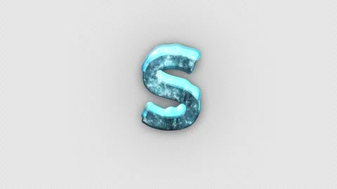 Frozen Ice Letter S. Cold Frosty Letter. Ice Frozen Alphabet with Alpha Channel. Stock Footage 285916969