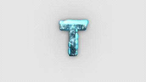 Frozen Ice Letter T. Cold Frosty Letter. Ice Frozen Alphabet with Alpha Channel. Stock Footage 285916967