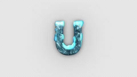 Frozen Ice Letter U. Cold Frosty Letter. Ice Frozen Alphabet with Alpha Channel. Stock Footage 285918001