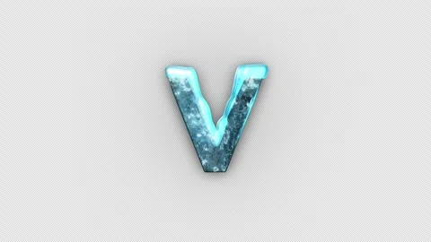 Frozen Ice Letter V. Cold Frosty Letter. Ice Frozen Alphabet with Alpha Channel. Stock Footage 285917962