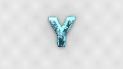 Frozen Ice Letter Y. Cold Frosty Letter. Ice Frozen Alphabet with Alpha Channel. Stock Footage 285919361
