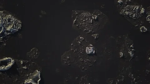 Frozen ice pieces floating on the river surface Stock Footage 104556613