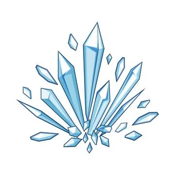 Frozen ice shards blasting, breaking apart, cool explosion Stock Illustration