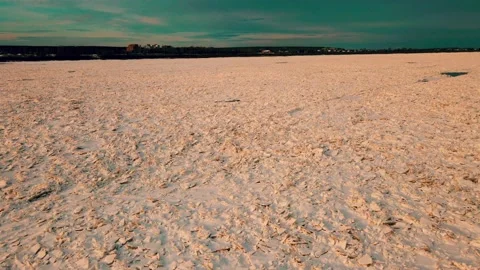 Frozen ice on a Siberian river Stock Footage 143593239