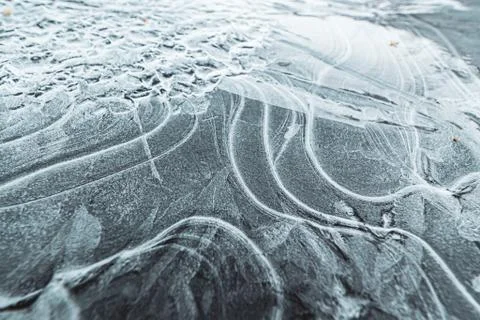 Frozen ice texture in winter river water Stock Photos