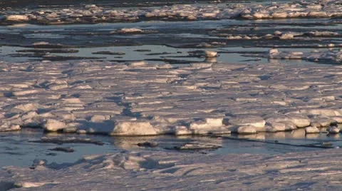 Frozen Ice Tidal Mud Flats pan left 2 Stock Footage 8961475