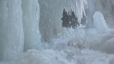 Frozen ice water fall Stock Footage 44608955
