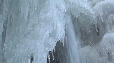 Frozen ice water fall Stock Footage 44610324