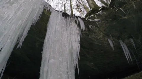 Frozen Ice Waterfall Stream HD Stock Footage 35986375
