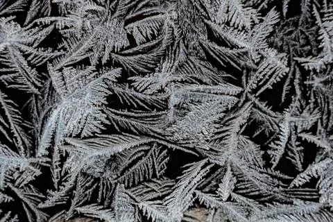 Frozen ice window crystals pattern  backgraund texture Stock Photos