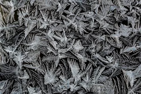 Frozen ice window crystals pattern  backgraund texture Stock Photos