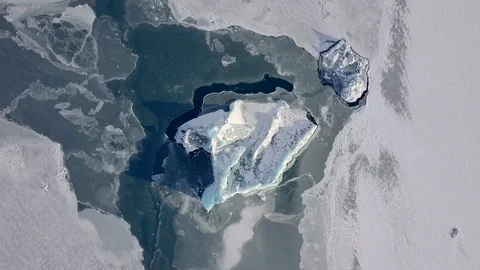 Frozen iceberg in glacier lagoon. Stock Footage 86562744